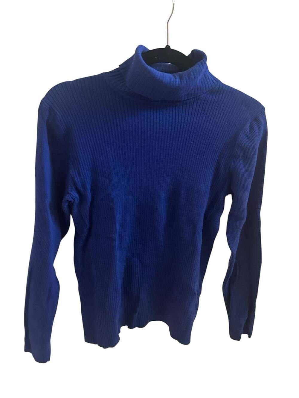 Coldwater Creek Blue Ribbed Turtleneck Sweater Size M (10-12) Cotton Nylon